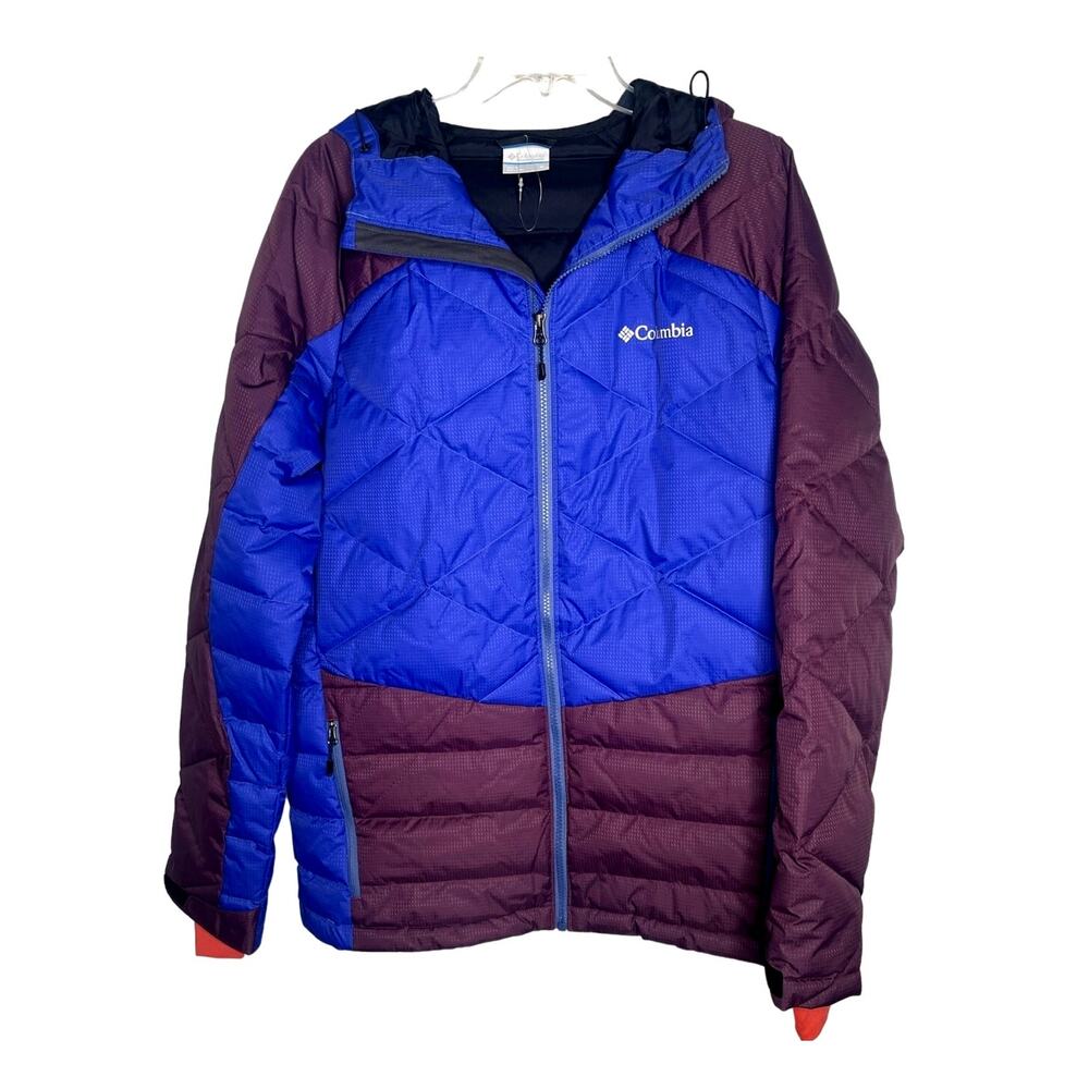 Columbia M Labyrinth Loop Hooded Puffer Ski Jacket $185 Snowboard Coat Blue NEW